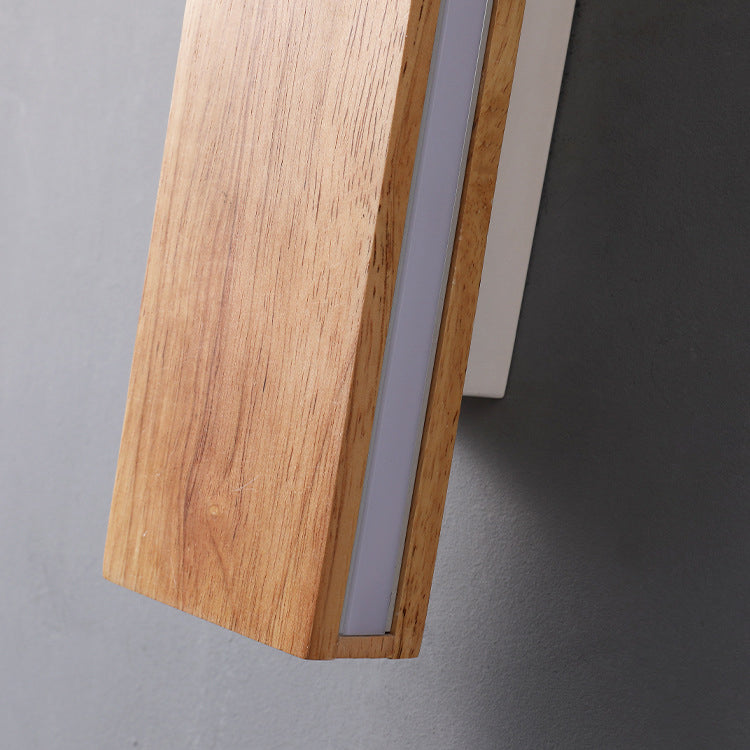 Solid Wood Strip LED Wall Sconce for Bedroom and Hallway