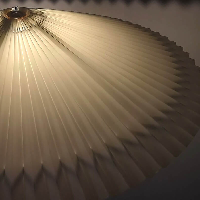 Vintage Pleated Fabric Standing Floor Lamp for Living Room
