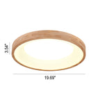 Wood Flush Mount Ceiling Light Round Acrylic Fixture for Bedroom