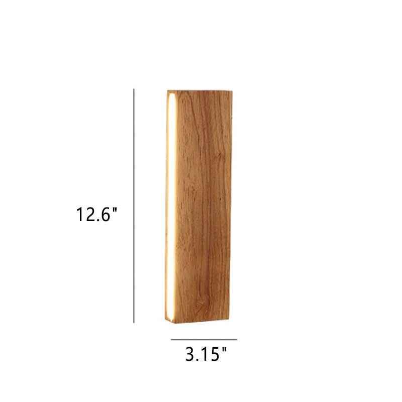Solid Wood Strip LED Wall Sconce for Bedroom and Hallway