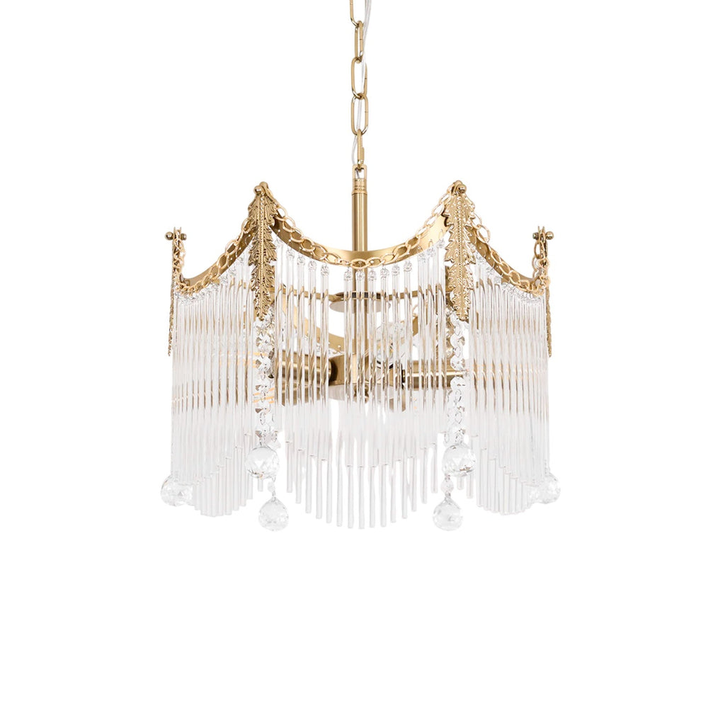 Vacarro Chandelier — Boho Brass & Glass Tiered Ceiling Light for Dining Room