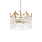 Vacarro Chandelier — Boho Brass & Glass Tiered Ceiling Light for Dining Room