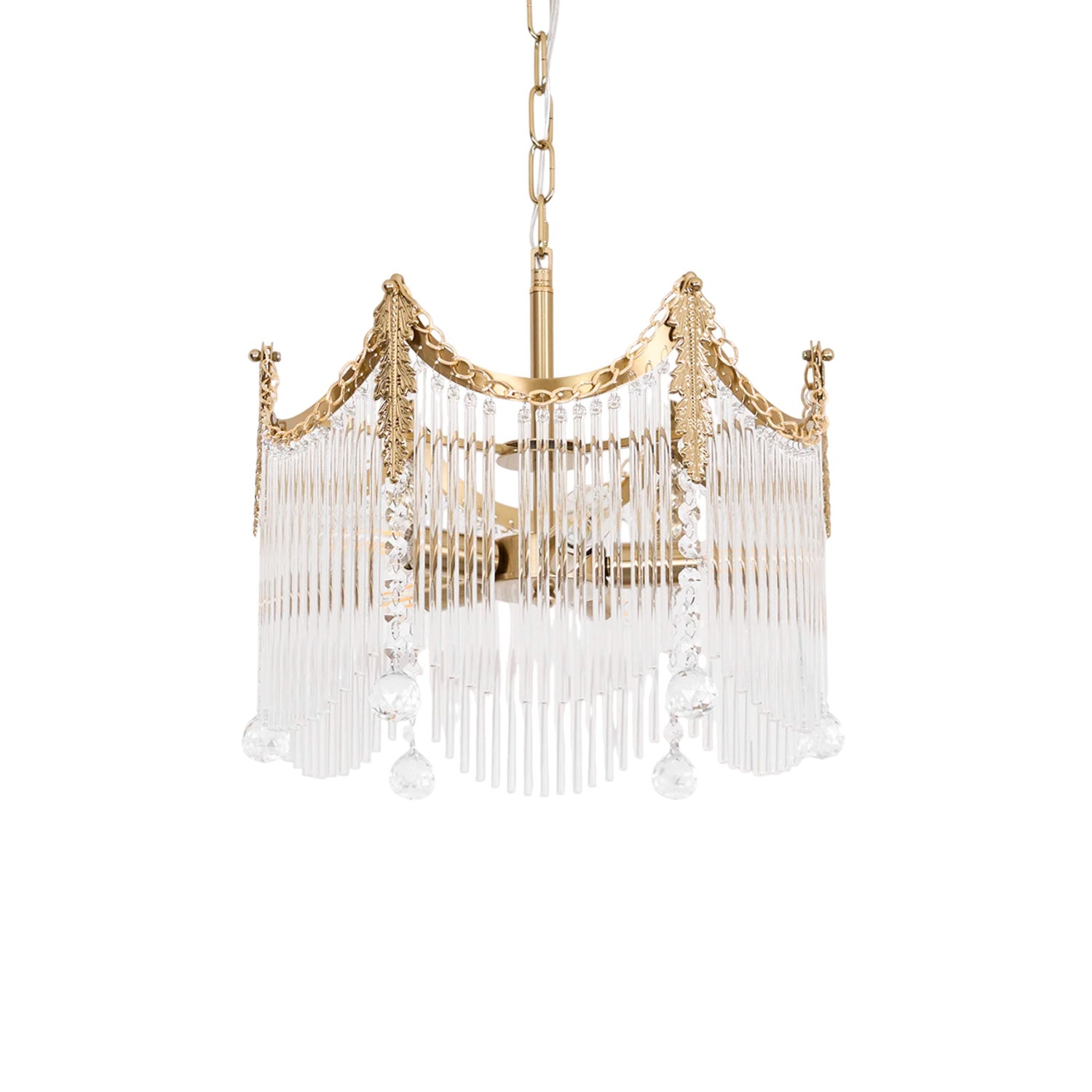 Vacarro Chandelier — Boho Brass & Glass Tiered Ceiling Light for Dining Room