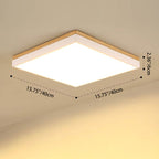 Wood Rectangle LED Flush Mount Ceiling Light for Living Room