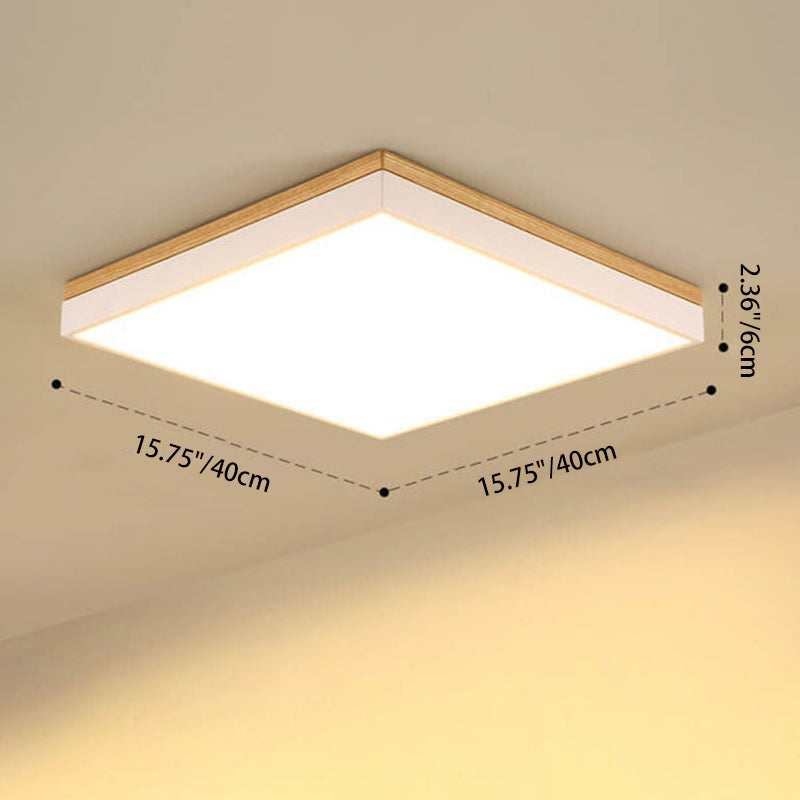 Wood Rectangle LED Flush Mount Ceiling Light for Living Room