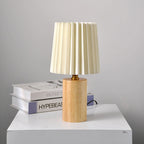 Vintage Pleated Wood Table Lamp