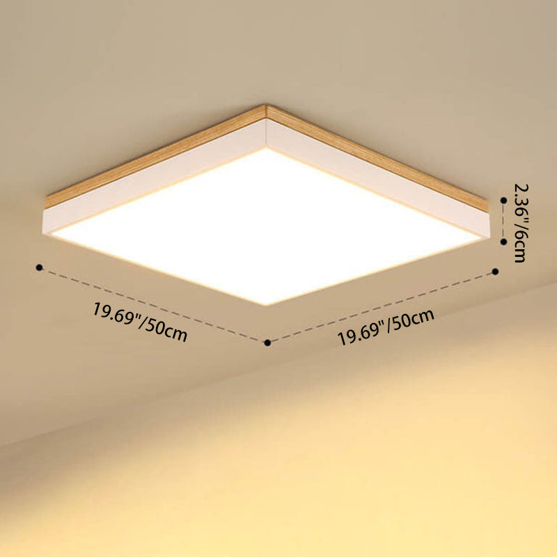 Wood Rectangle LED Flush Mount Ceiling Light for Living Room