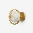 Celestial Ring Alabaster Wall Lamp — Brass Ring Stone Wall Light for Bedroom