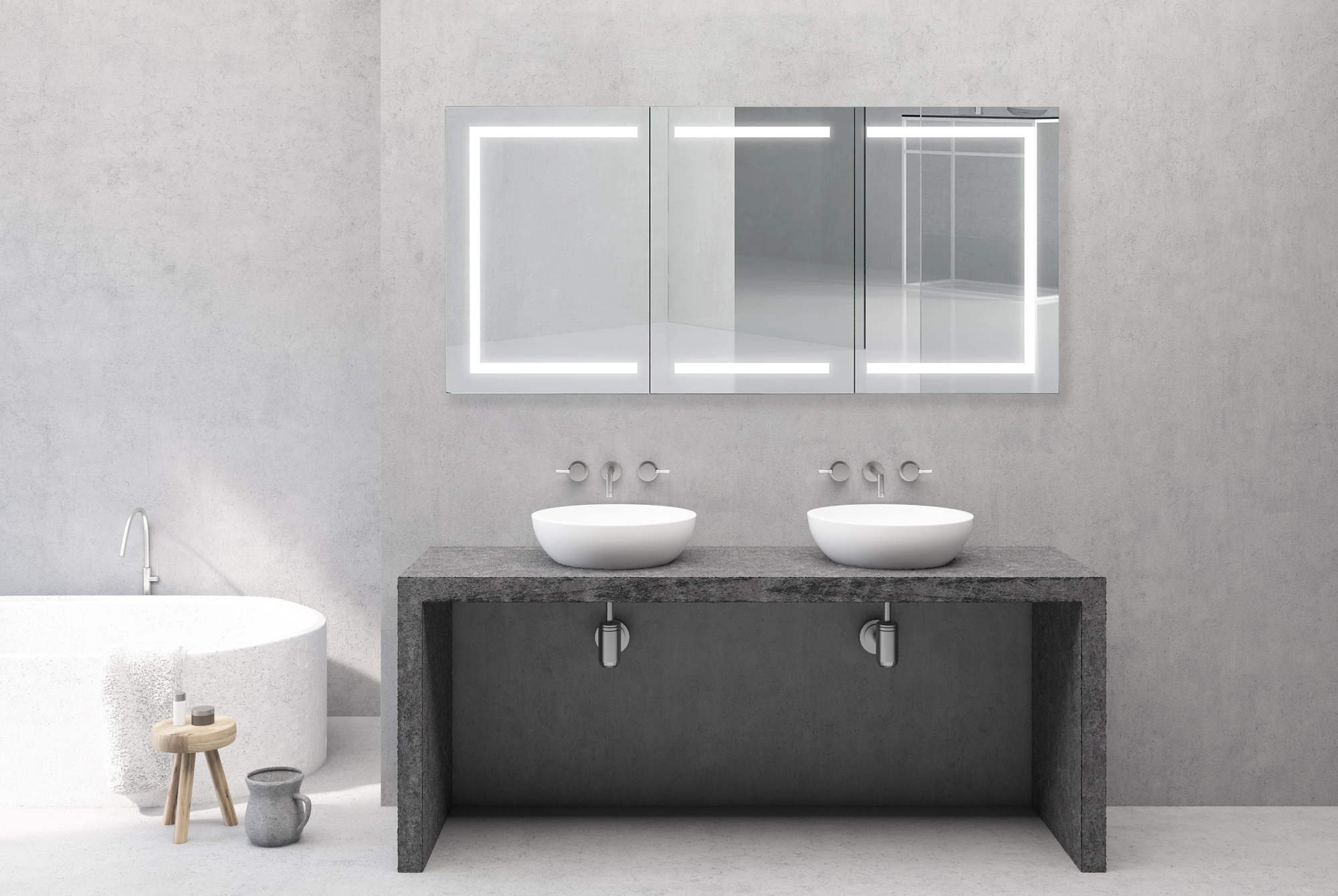 Europa III LED Bathroom Cabinet Mirror for primary bathroom | Halvern