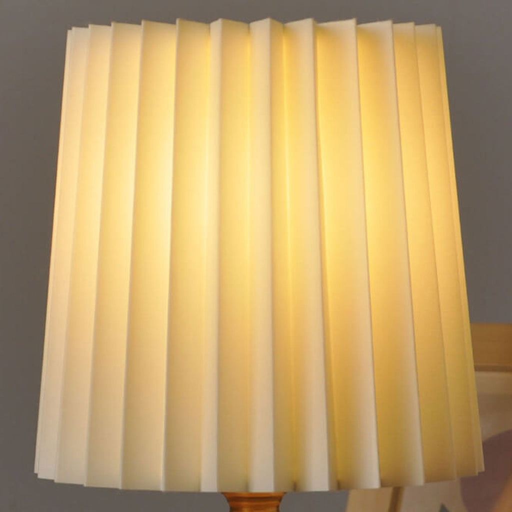 Vintage Pleated Wood Table Lamp