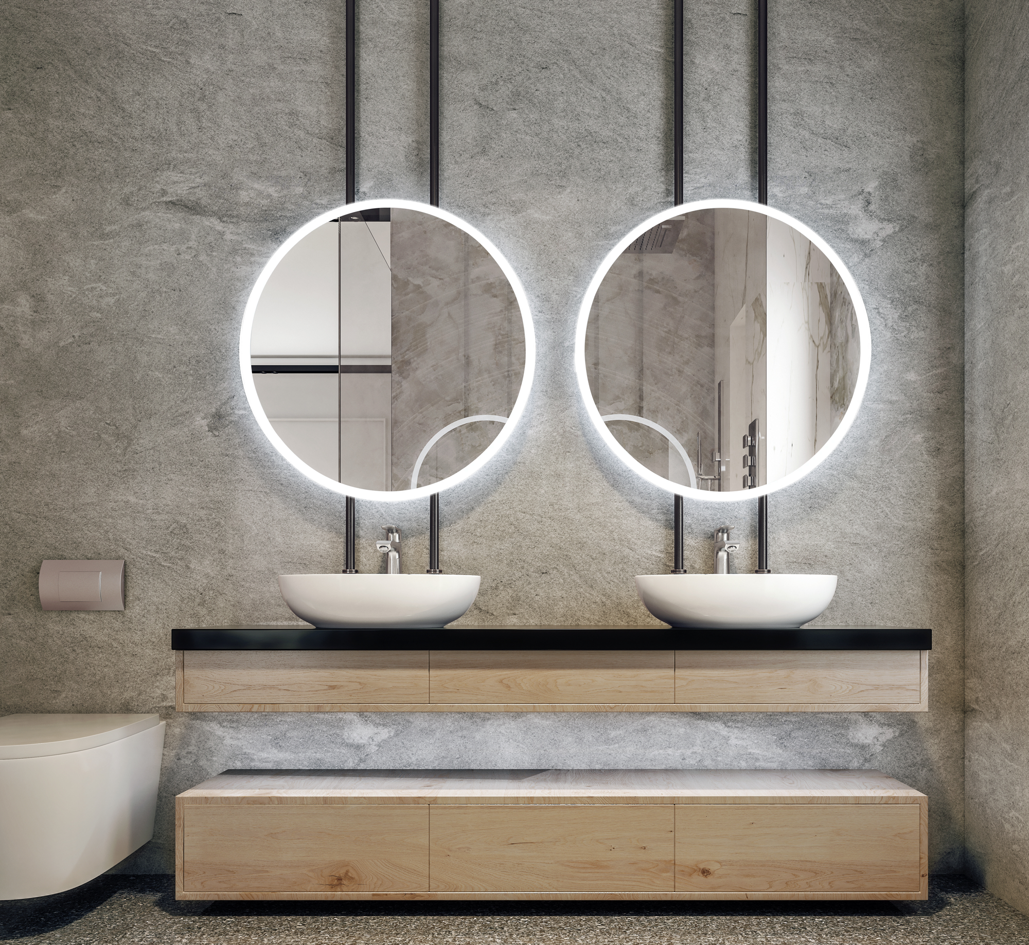 Luna Round LED Bathroom Vanity Mirror for bathroom vanity | Halvern