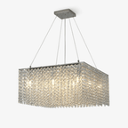 Crystal Frame Chandelier — Rectangular Crystal Ceiling Light for Dining Room