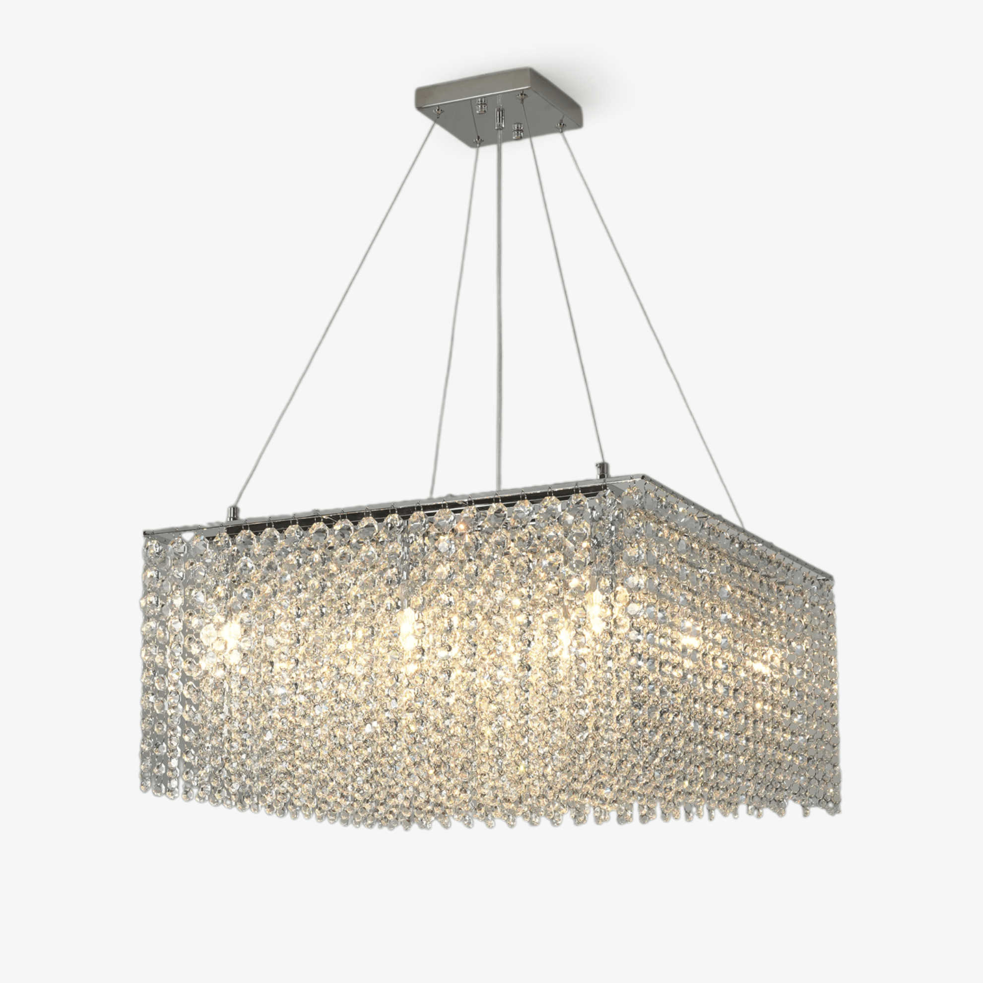 Crystal Frame Chandelier — Rectangular Crystal Ceiling Light for Dining Room