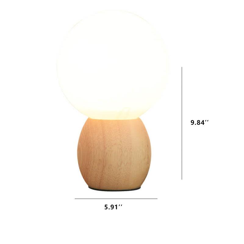Solid Wood Glass Orb Table Lamp