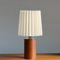 Vintage Pleated Wood Table Lamp
