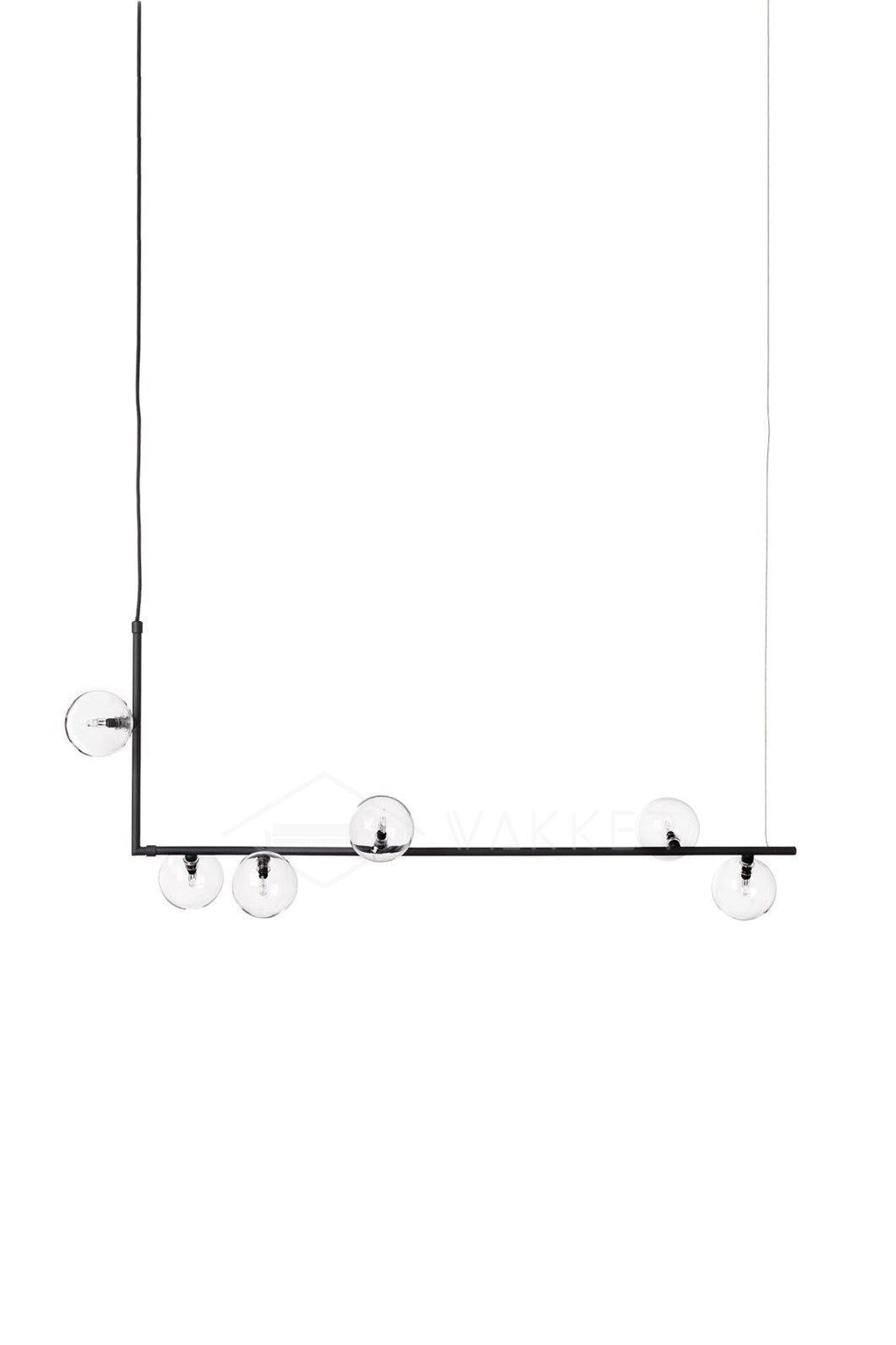 Air 73 Glass Sphere Pendant — Linear Glass Hanging Light for Kitchen Island