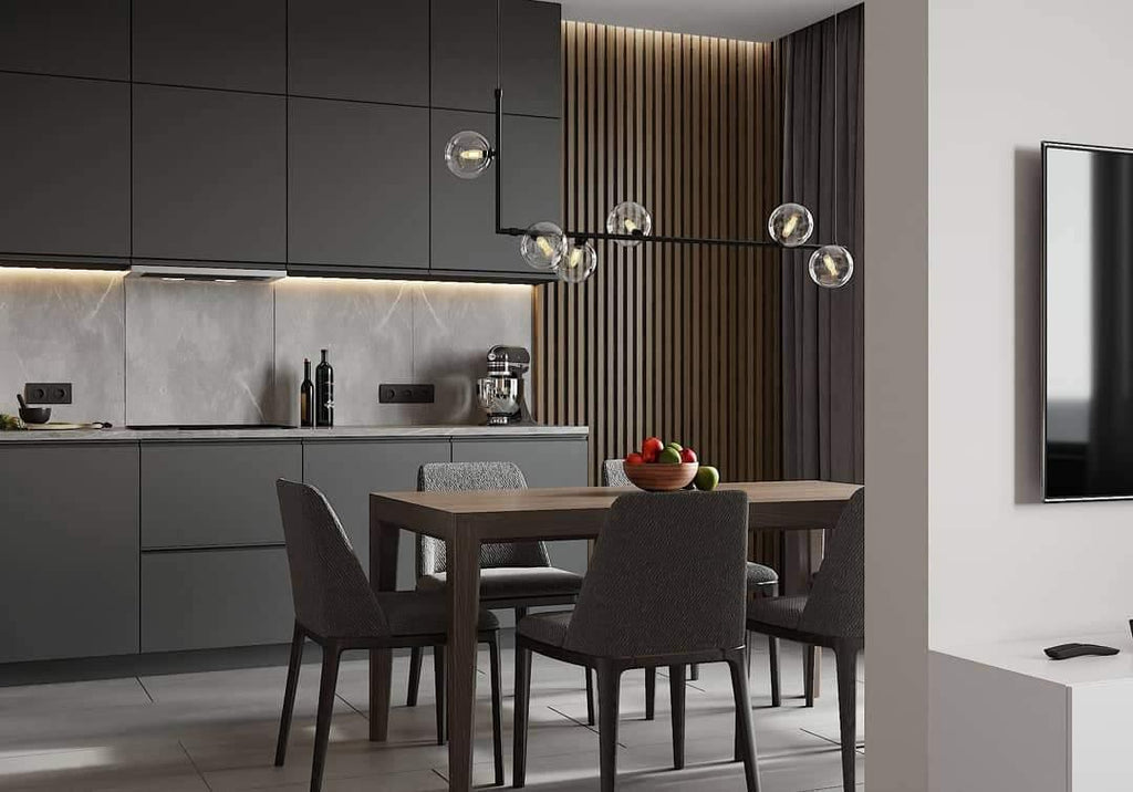 Air 73 Glass Sphere Pendant — Linear Glass Hanging Light for Kitchen Island