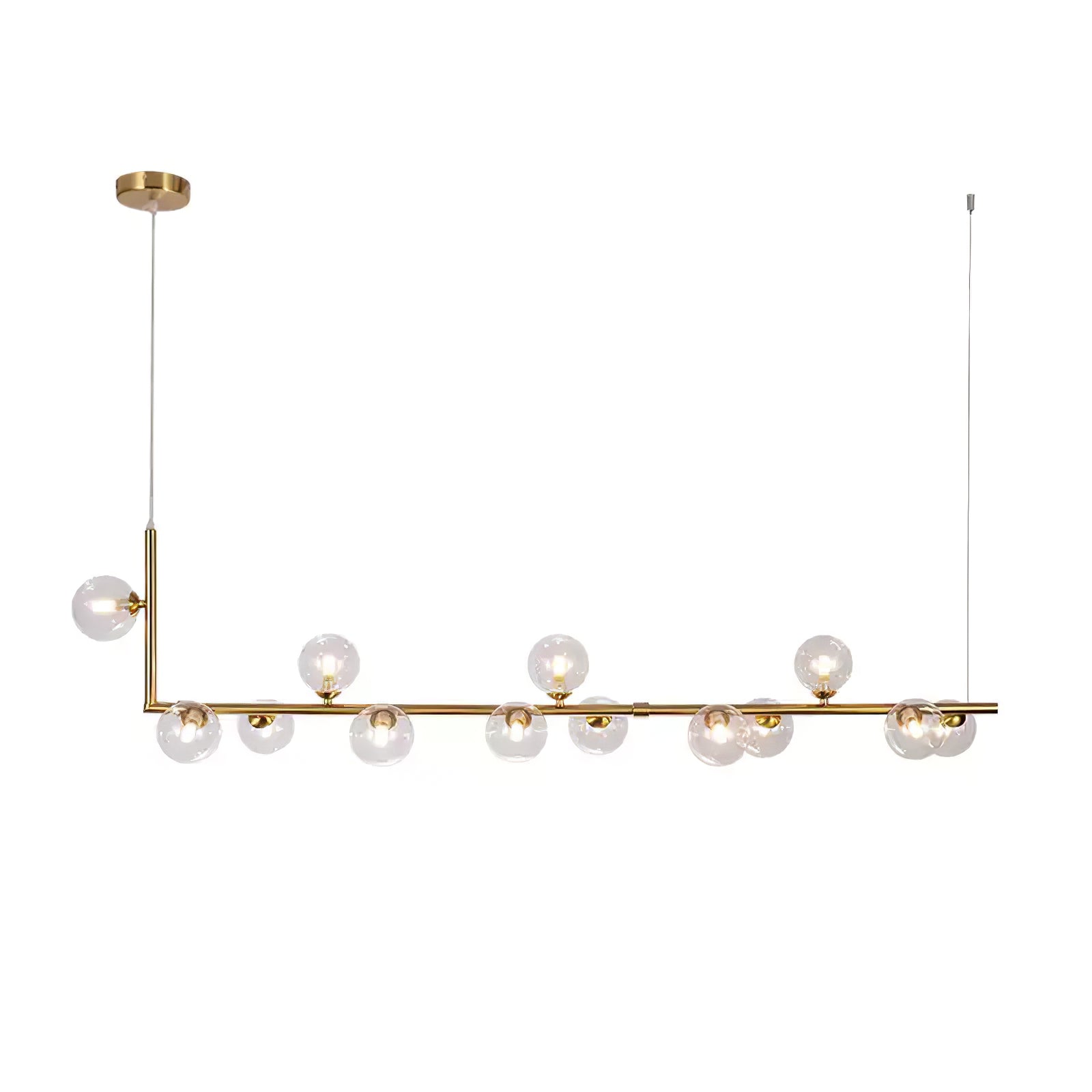 Air 73 Glass Sphere Pendant — Linear Glass Hanging Light for Kitchen Island