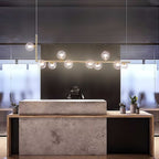 Air 73 Glass Sphere Pendant — Linear Glass Hanging Light for Kitchen Island