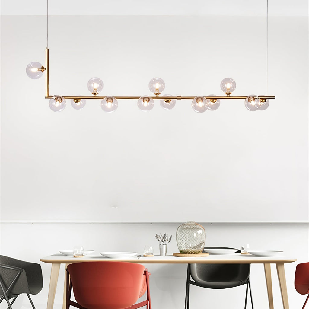 Air 73 Glass Sphere Pendant — Linear Glass Hanging Light for Kitchen Island