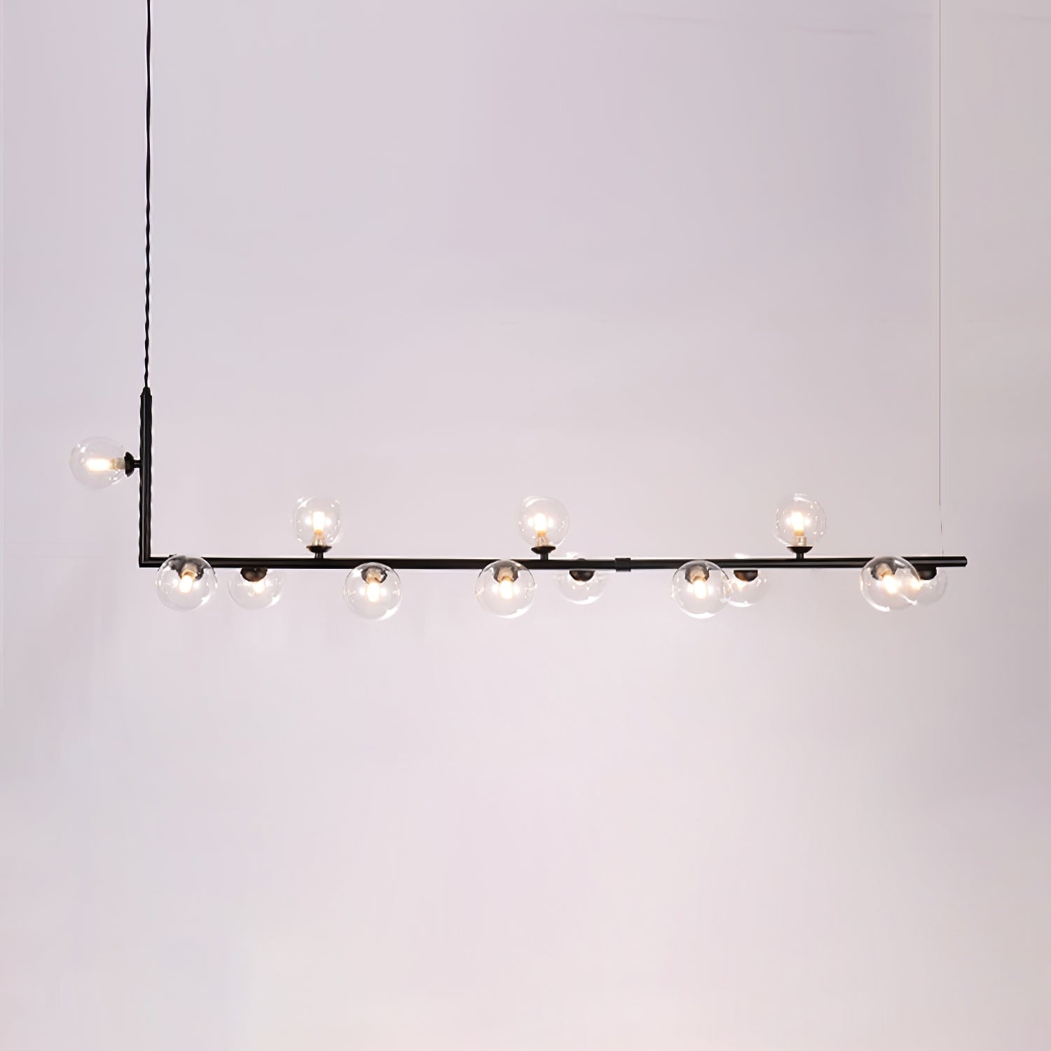 Air 73 Glass Sphere Pendant — Linear Glass Hanging Light for Kitchen Island