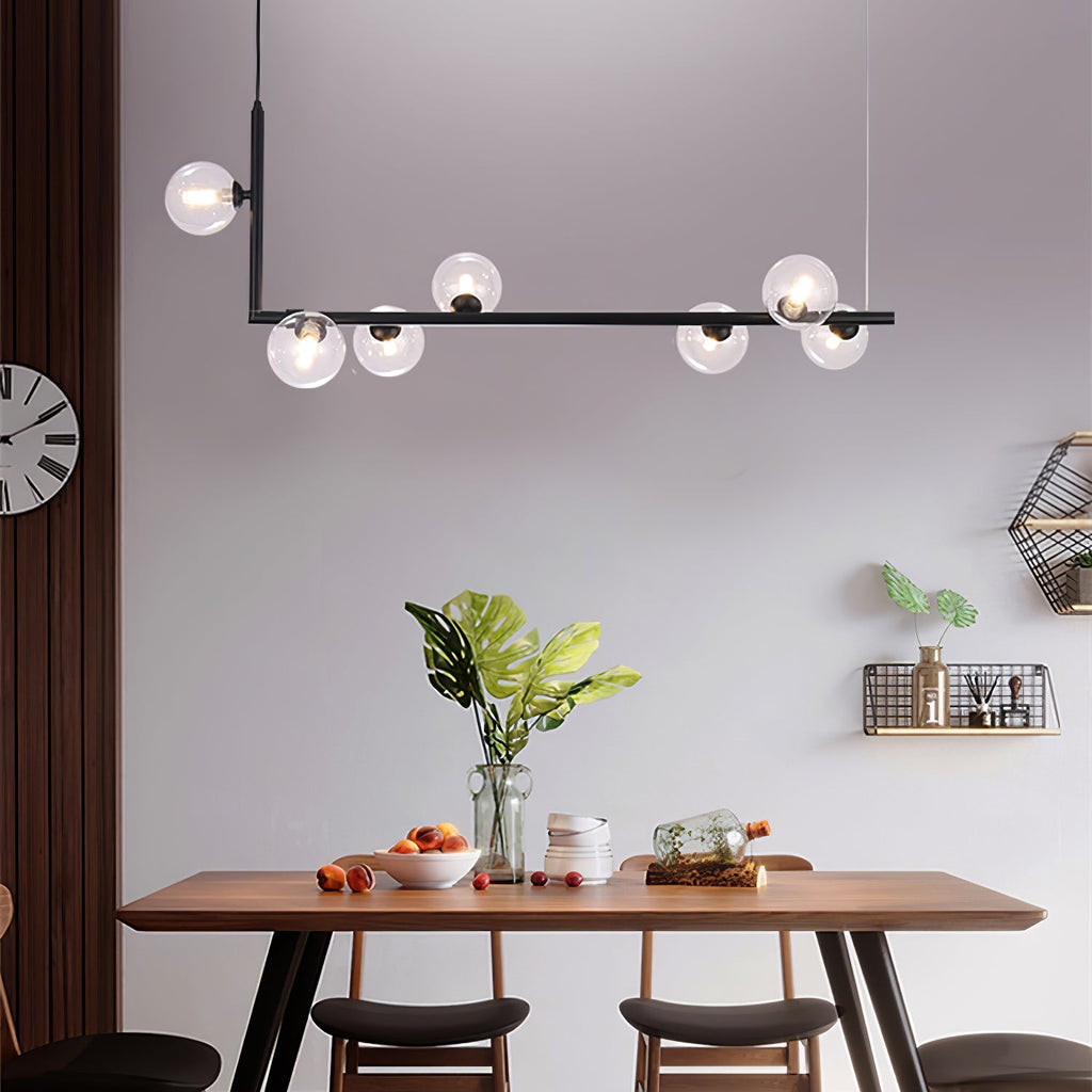 Air 73 Glass Sphere Pendant — Linear Glass Hanging Light for Kitchen Island
