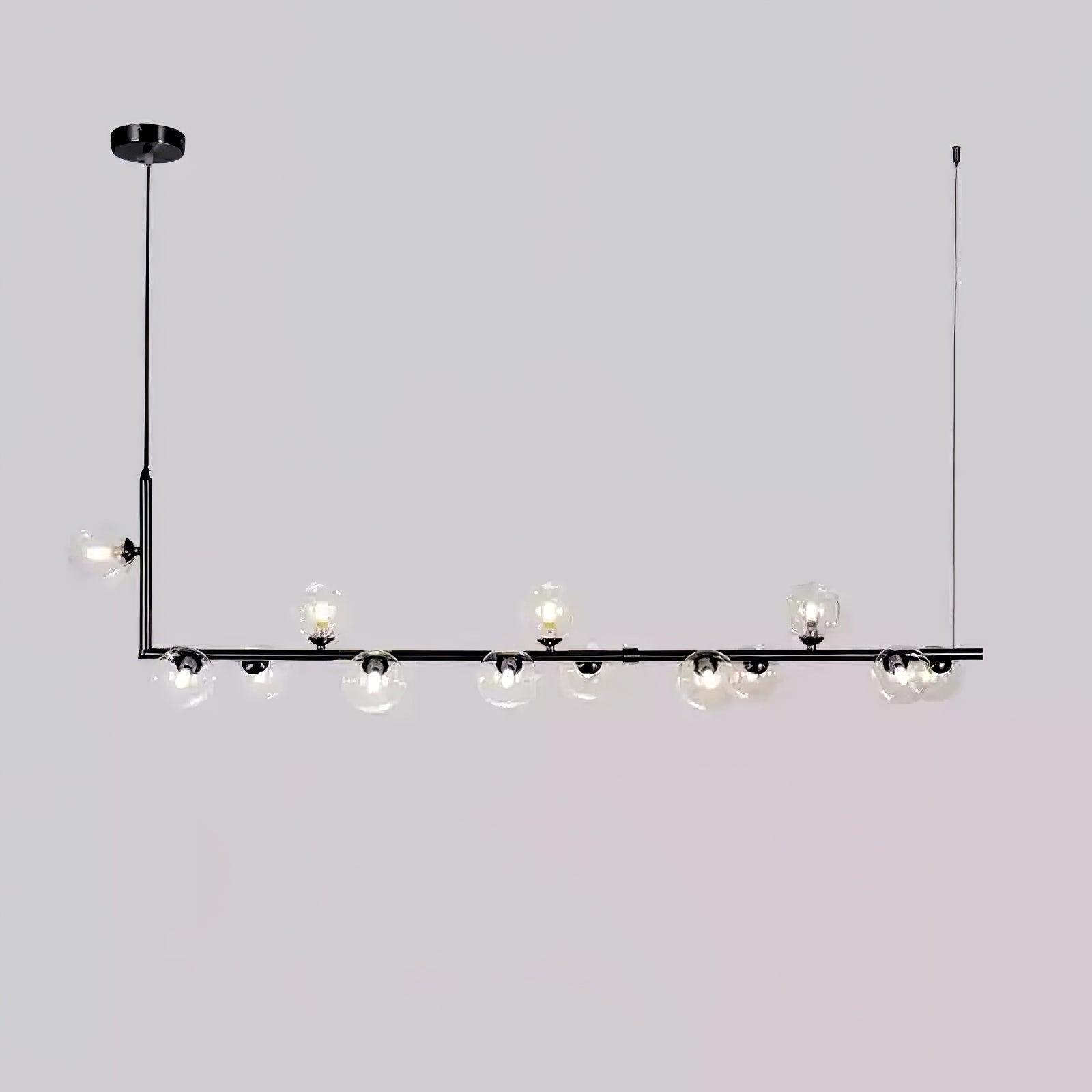Air 73 Glass Sphere Pendant — Linear Glass Hanging Light for Kitchen Island