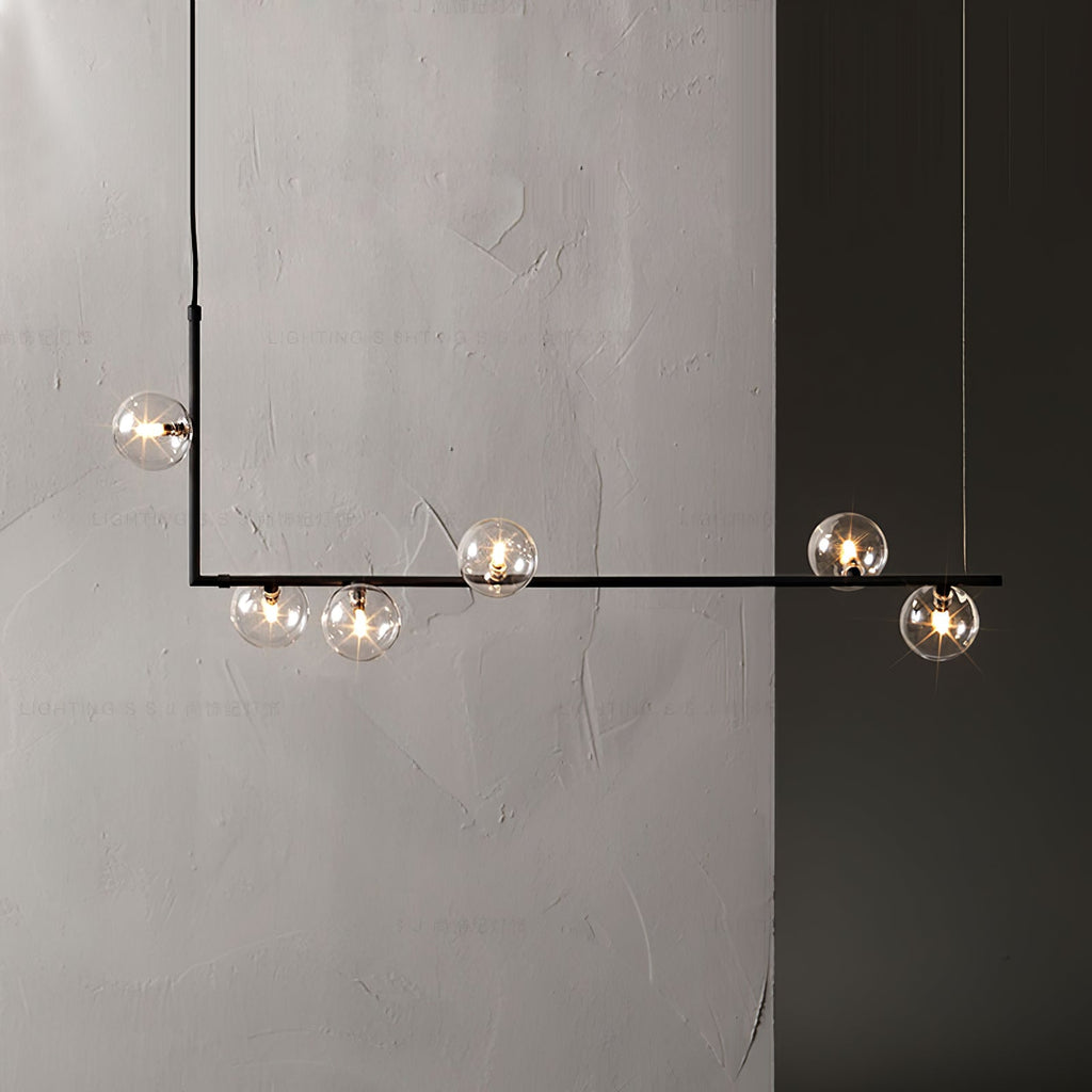Air 73 Glass Sphere Pendant — Linear Glass Hanging Light for Kitchen Island