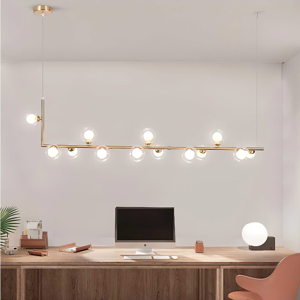 Air 73 Glass Sphere Pendant — Linear Glass Hanging Light for Kitchen Island