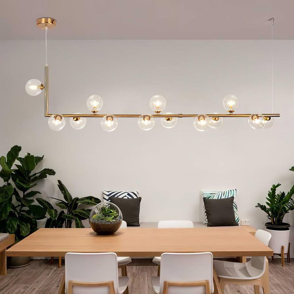 Air 73 Glass Sphere Pendant — Linear Glass Hanging Light for Kitchen Island