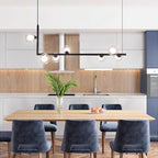 Air 73 Glass Sphere Pendant — Linear Glass Hanging Light for Kitchen Island