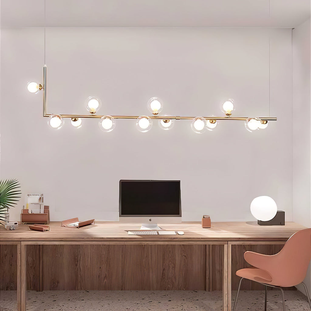 Air 73 Glass Sphere Pendant — Linear Glass Hanging Light for Kitchen Island