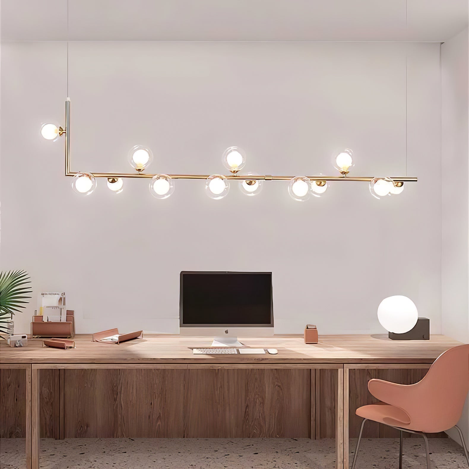 Air 73 Glass Sphere Pendant — Linear Glass Hanging Light for Kitchen Island