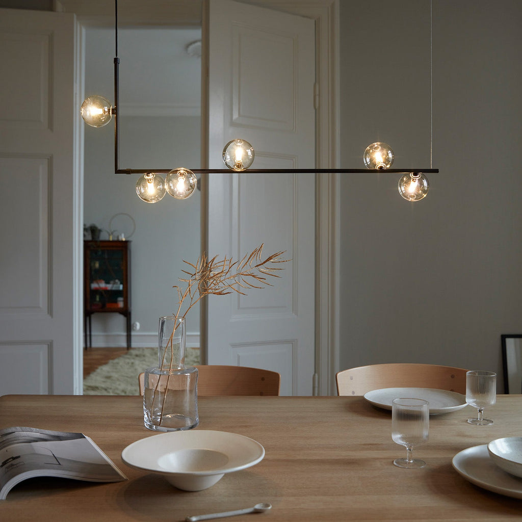 Air 73 Glass Sphere Pendant — Linear Glass Hanging Light for Kitchen Island