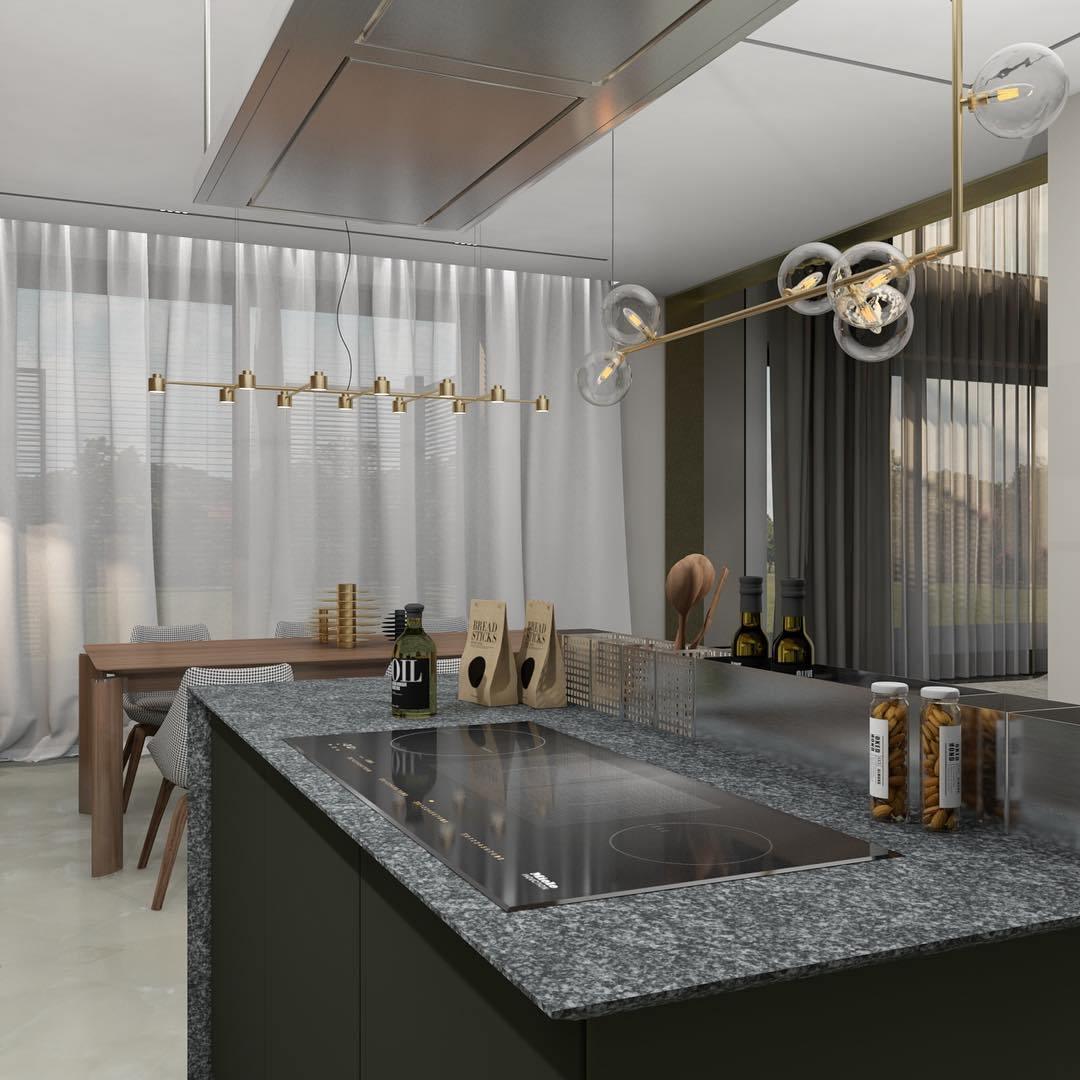 Air 73 Glass Sphere Pendant — Linear Glass Hanging Light for Kitchen Island