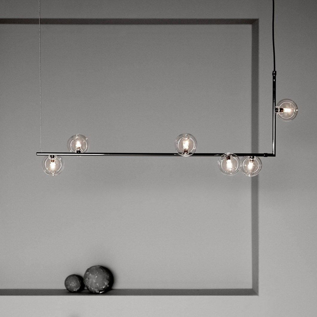 Air 73 Glass Sphere Pendant — Linear Glass Hanging Light for Kitchen Island