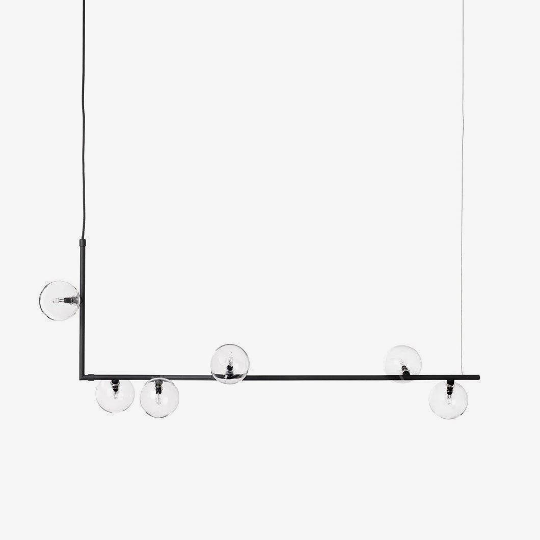 Air 73 Glass Sphere Pendant — Linear Glass Hanging Light for Kitchen Island