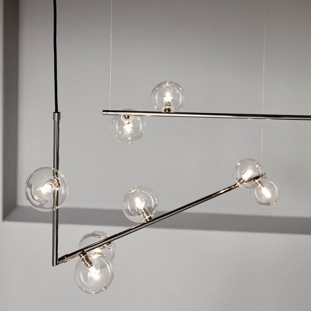 Air 73 Glass Sphere Pendant — Linear Glass Hanging Light for Kitchen Island