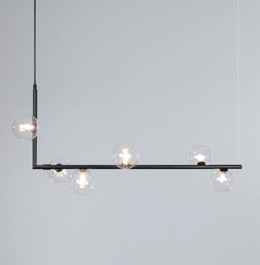 Air 73 Glass Sphere Pendant — Linear Glass Hanging Light for Kitchen Island