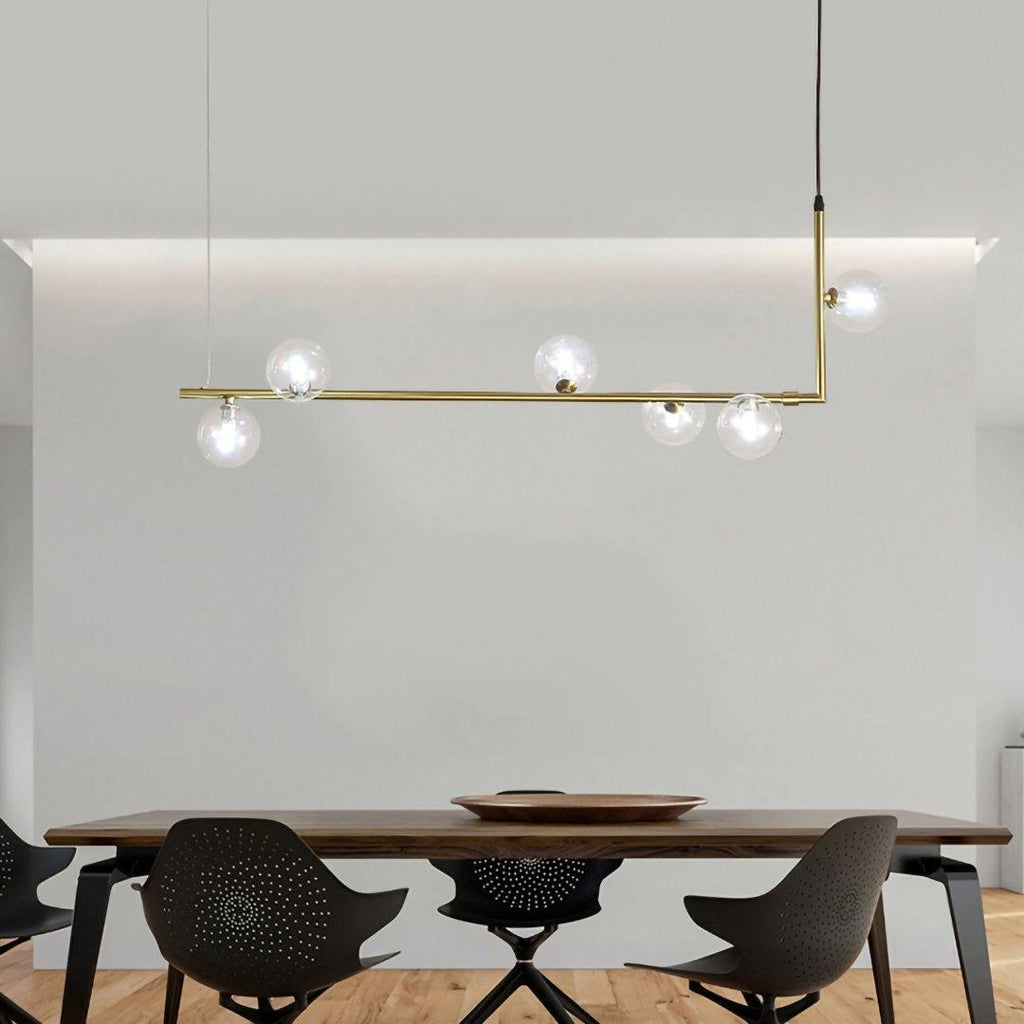 Air 73 Glass Sphere Pendant — Linear Glass Hanging Light for Kitchen Island