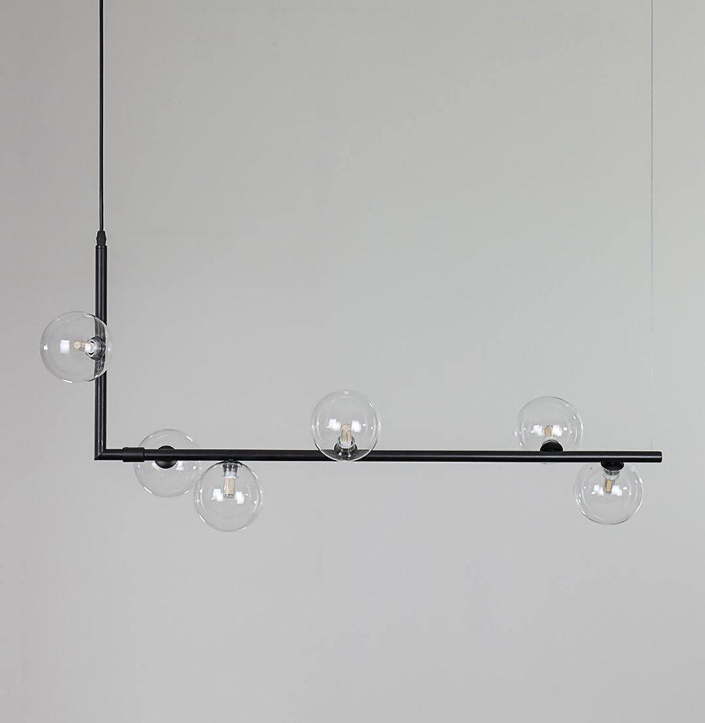Air 73 Glass Sphere Pendant — Linear Glass Hanging Light for Kitchen Island