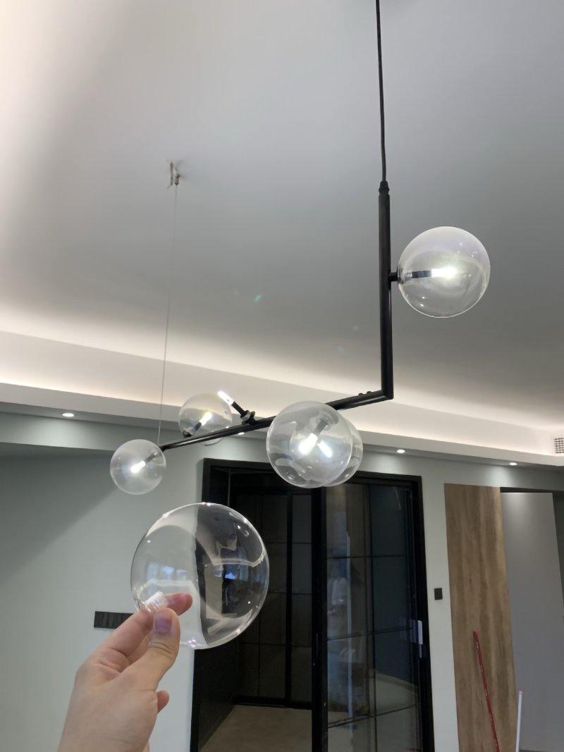 Air 73 Glass Sphere Pendant — Linear Glass Hanging Light for Kitchen Island