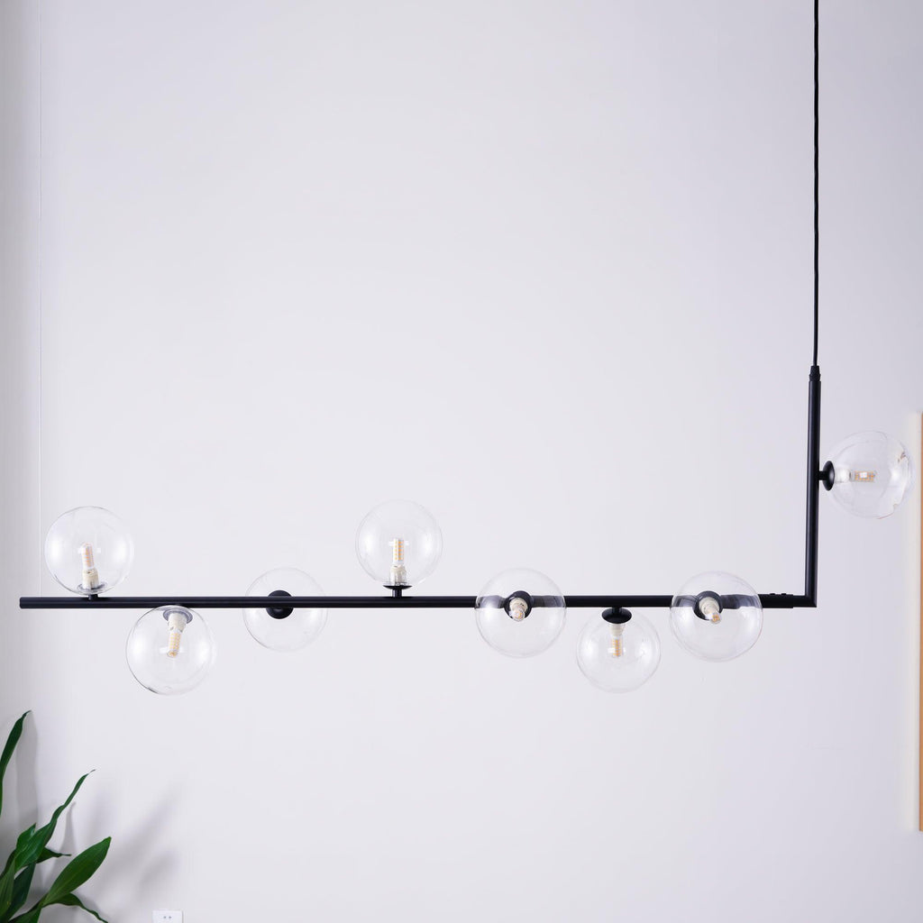 Air 73 Glass Sphere Pendant — Linear Glass Hanging Light for Kitchen Island
