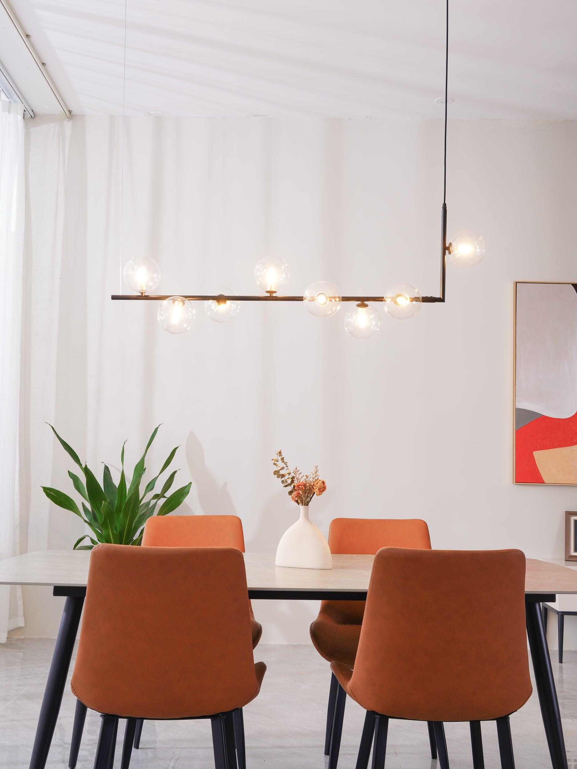 Air 73 Glass Sphere Pendant — Linear Glass Hanging Light for Kitchen Island