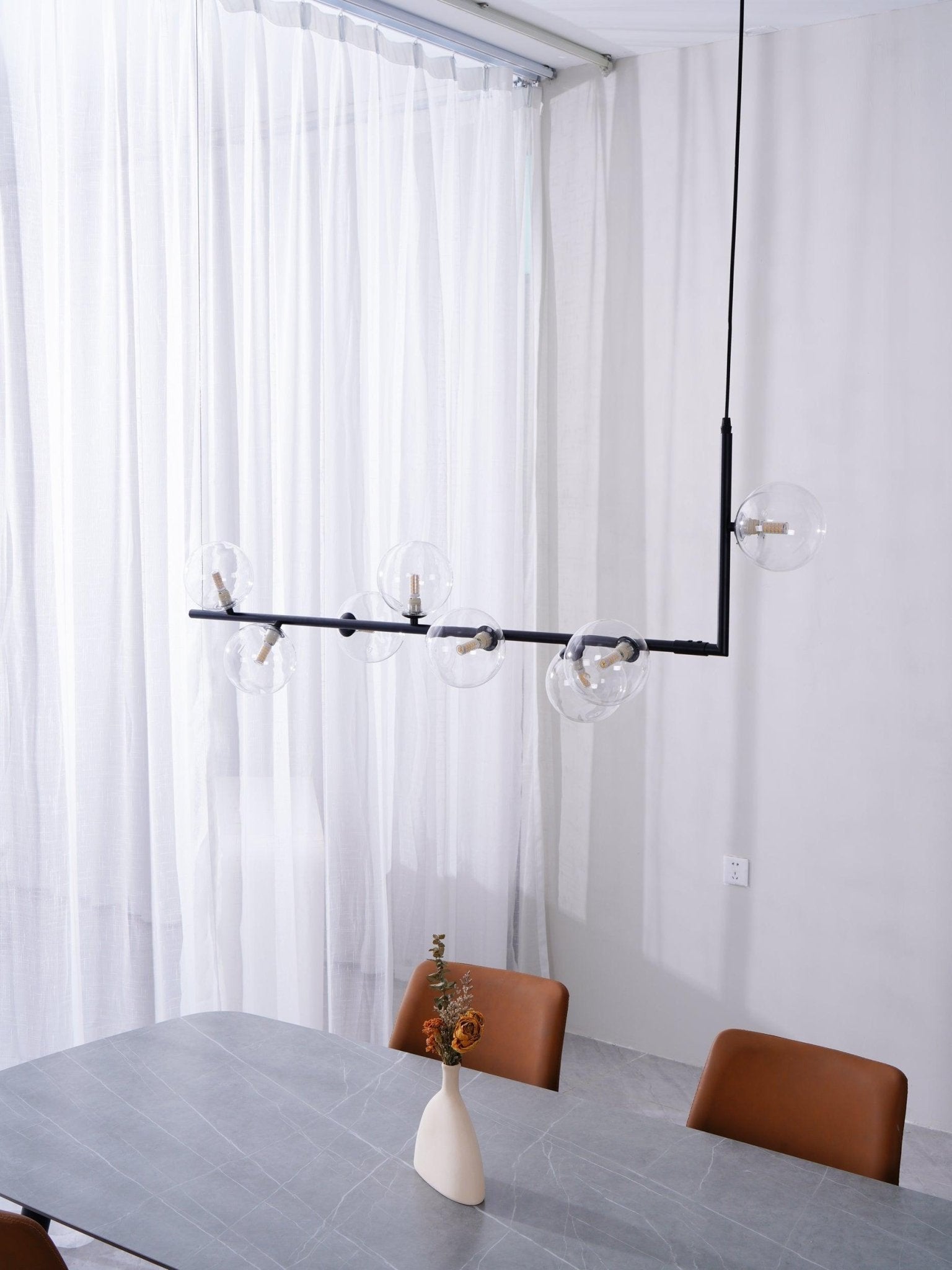Air 73 Glass Sphere Pendant — Linear Glass Hanging Light for Kitchen Island