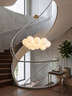 Alabaster Balls Chandelier — Curved Stone Globe Ceiling Light for Living Room