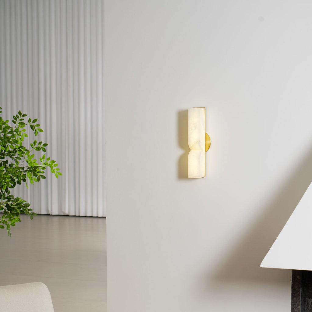 Alabaster Essence Wall Sconce — Carved Stone Wall Light for Bedroom & Hallway