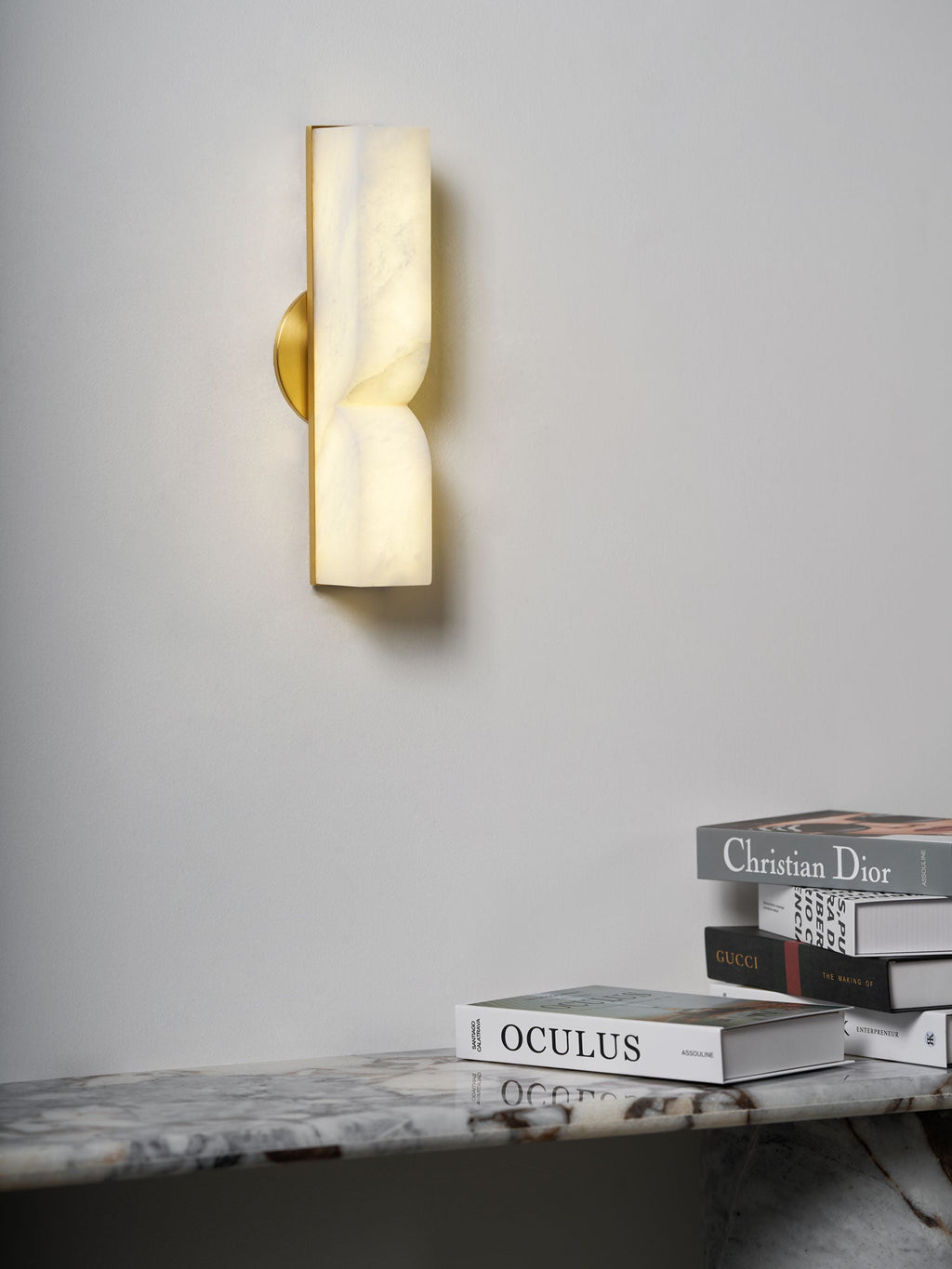 Alabaster Essence Wall Sconce — Carved Stone Wall Light for Bedroom & Hallway