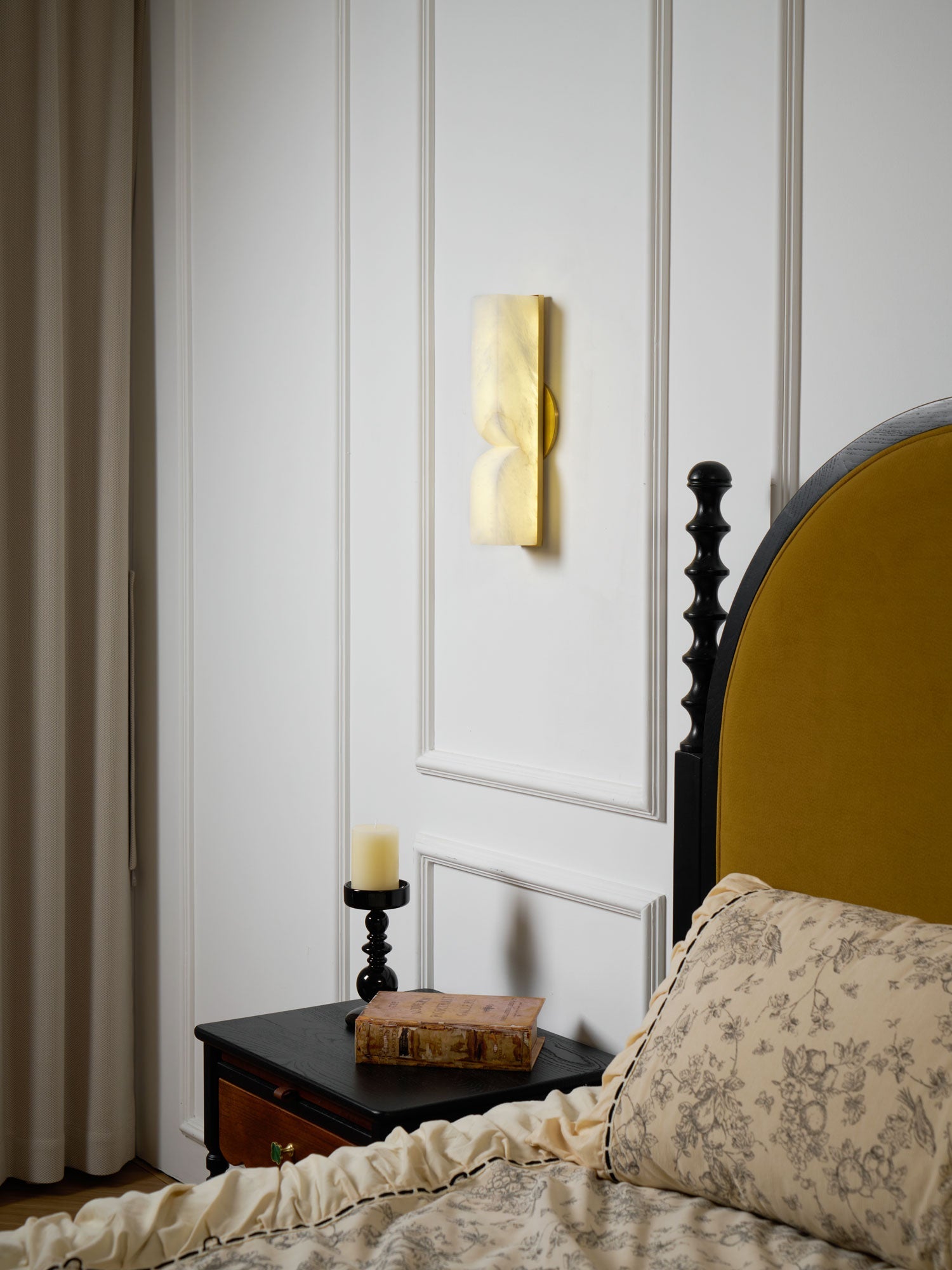 Alabaster Essence Wall Sconce — Carved Stone Wall Light for Bedroom & Hallway