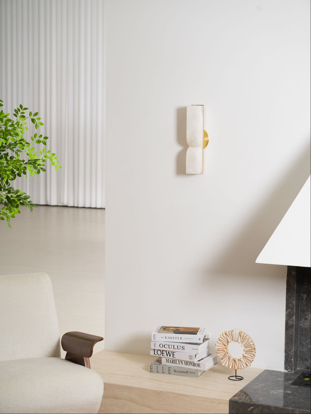 Alabaster Essence Wall Sconce — Carved Stone Wall Light for Bedroom & Hallway